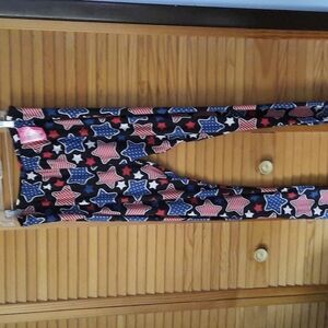 Legging Army Patriotic Star Black Red Blue White Print  Leggings Size 3/5 XL